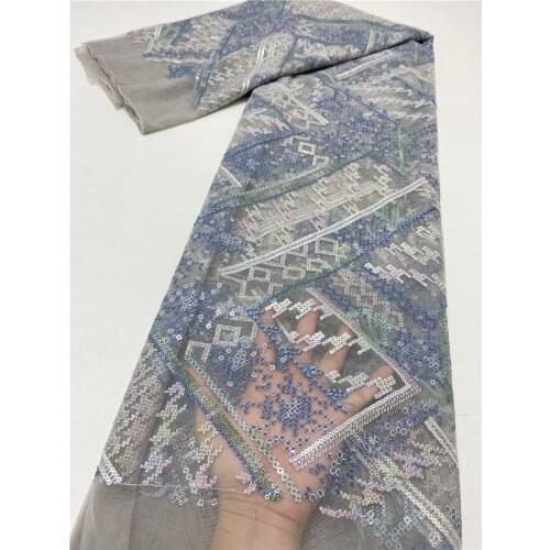 XIYA Latest Nigerian Sequins Laces Fabrics 2021 High Quality French Tulle Mesh Lace Nigerian Embroidered Laces NI5029-1