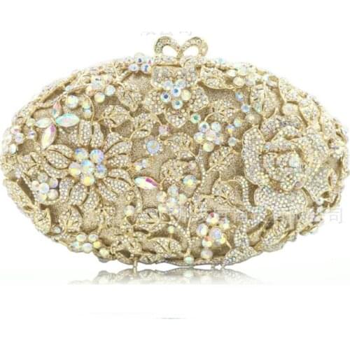 Lady Crystal wedding prom Mini Gold Evening bags Clutch Bag Gemstone Women Shoulder Party Bag Female Handbags Daily phone Purse