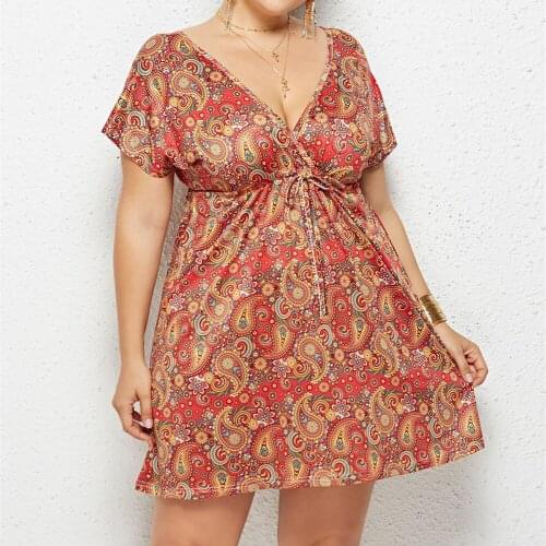 Oversized S-4XL V Neck Short Sleeve Mini Dress Summer Women Beach Style Loose Tunic Dresses Sexy Lace Up Party Vestidos 9 Colors