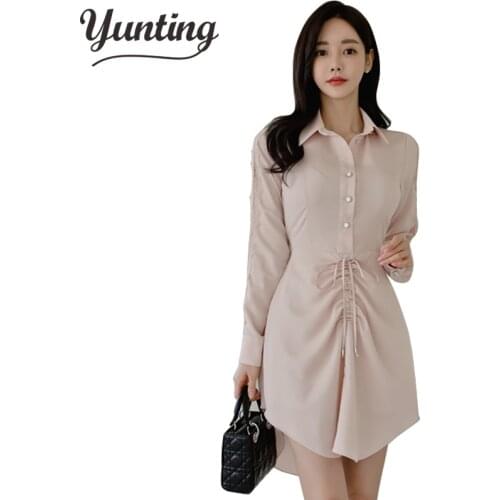 Womens Long Sleeve Mini Dress Ladies Casual Tops Shirt Blouse Streetwear Vestido