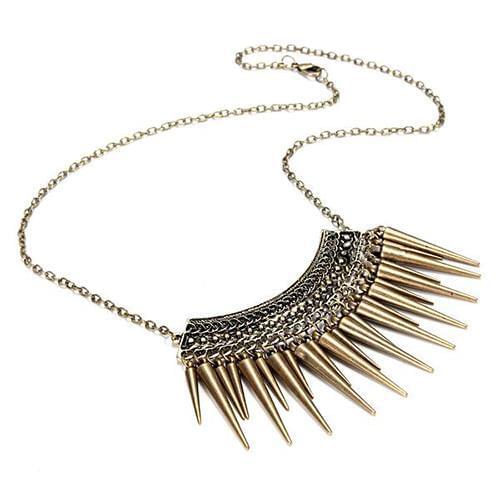 Women Punk Exaggeration Retro Choker Rivet Tassel Pendant Short Chain Necklace trendy