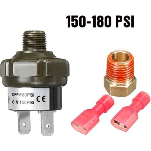 1 SET 1/8" TO 1/4" NPT Connector Adapter Air Compressor Tank Pressure Switch Control 70/ 90/100/120/150/180 PSi For 12V 24V