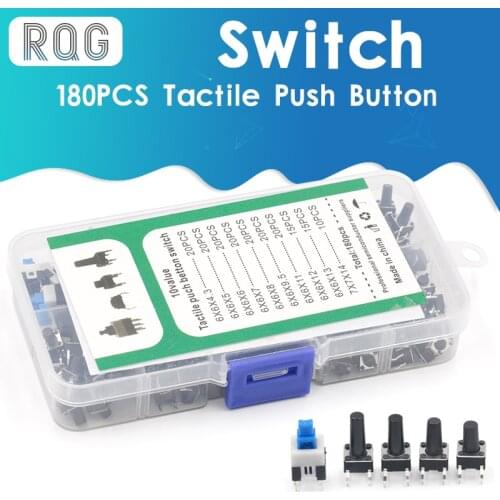 10 Values 180PCS Tactile Push Button Switch Mini Momentary Tact Assortment Kit DIY