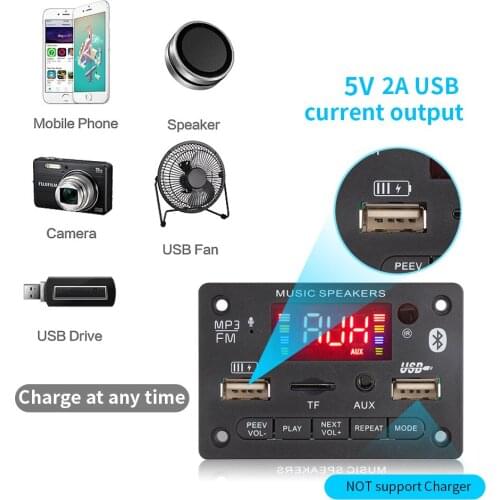 2*3W Amplifier 12V Color Screen MP3 Decoder Board Bluetooth5.0 Car MP3 Player With USB Output Recording Module FM AUX Radio