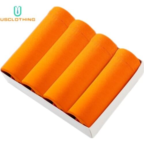 4Pcs/lot Brand Calvin Boxers Men Underwear Breathable Orange Color Underwears Mens 3D U Convex Shorts Boxers Sexy Underpants