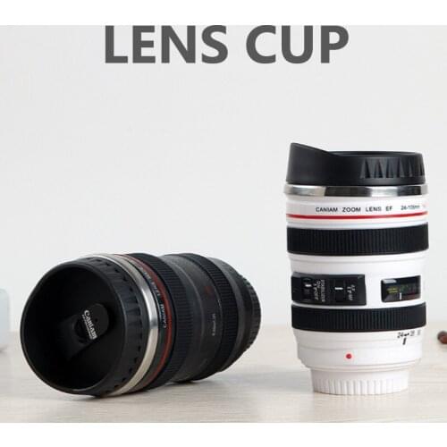 400mL Camera Lens Mug Stainless Steel Liner Water Cup SLR Camera Stirring Coffee Cup Non-slip Insulation Coffee Tea Mug With Lid