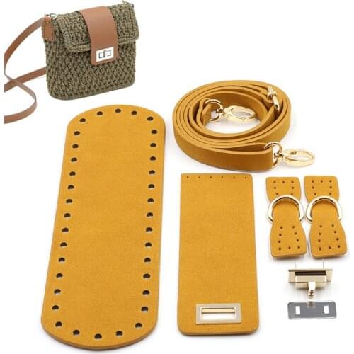 5 Pcs/Set Artificial Leather Shoulder Bag Replacement Sewing Accessories for DIY Hand-Woven Crocheting Handbag Projects Making