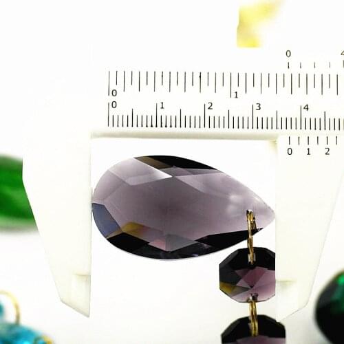 6pcs/lot (105MM) Violet crystal chandelier Pendants, crystal lamp parts, (38mm Crystal angel tear with 3pcs 14mm octagon Beads)