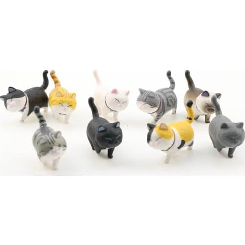 9pcs/Set Anime Lovely Simulation Bell Cat 4cm PVC Animal Action Figure Decoration Toy Collectible Model Kids Toys Gift