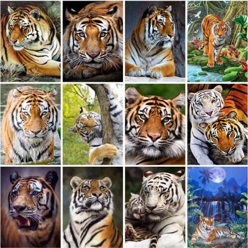 5D DIY Diamond Painting Full Square Drill Tiger Cross Stitch Mosaic Diamond Embroidery Animals Rhinestone Crafts Kit