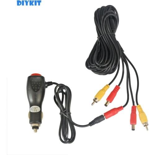 DIYKIT DC10V to 24V Input Car Charger Power Adapter + AV RCA Extension Cable/Cord Video Cable for Car Camera and Car Monitor