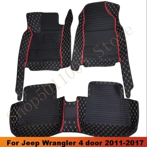 Car Floor Mats For Jeep Wrangler 4 door 2011 2012 2013 2014 2015 2016 2017 Custom foot Pads automobile carpet cover Car Mats