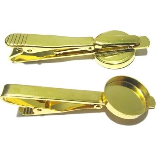 Beadsnice Brass 15/16/18/20 mm Round Tie Clip Bezel Cup Tie Clip Blank Men Tie Bar Clip Wholesale Jewelry Findings 23034