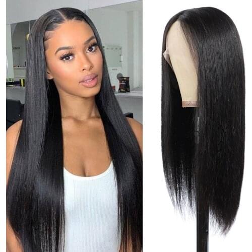 Glueless Straight Lace Front Wig 180 Density Bone Straight Transparent Lace Frontal Wigs Human Hair T Part Wig for Women Remy
