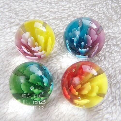 Free shipping 4pcs/lot 25mm double color flower marbles jumping pieces water cluster box decorated glass beads glass marbles