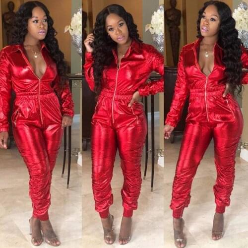 BKLD 2019 Autumn New Womens Rompers Jumpsuits Clubwear Soild Deep V-Neck With Pocket Zipper Long Seleeve Pu Leather Jumpsuits