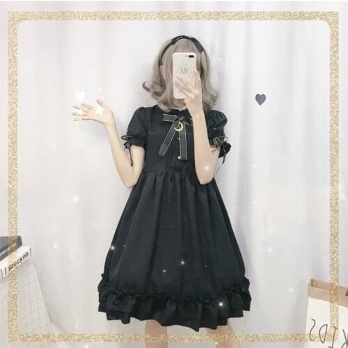 COYOUNG Store Lolita Dress Dark Cute Bow Moon Lolita Skirt Ruffled Cute Cosplay Dress Soft Sister Wind Retro