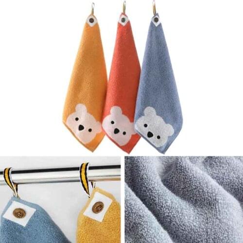 Children Towels Baby Face Towel Cute Cartoon Bear Pattern Hangable Hand Towel Soft Cotton Towels Kids Bathroom Products