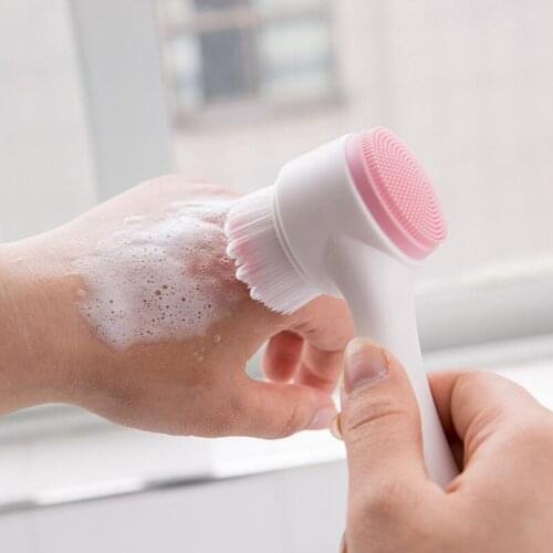 Double Side Silicone Facial Cleanser Brush Portable 3D Face Clean Vibration Massage Face Washing Product Skin Care Tool