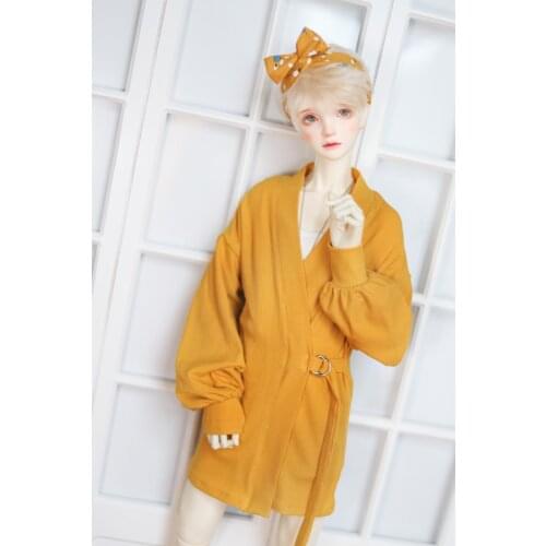Uncle BJD doll clothes size 1/3 1/4 SD10 languid is lazy modal stripe coat yellow white lantern sleeve cardigan ultrathin model