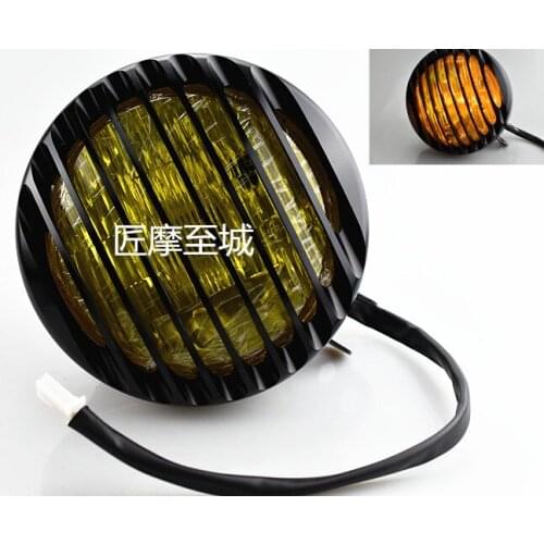 Motorcycle headlight for Harley Scalloped with Grille Lampshade Chopper Bobber 12V