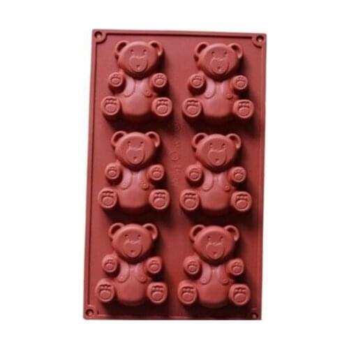 6-cavity Bear Shaped Cake Chocolate Candy Ice Cube Silicone Mold