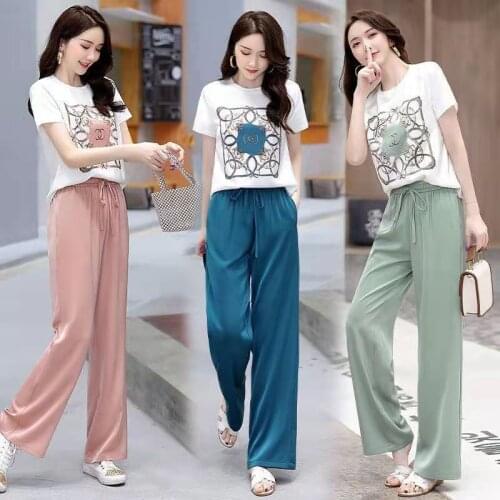 Summer Pantsuit Womens Oversized T-Shirt Pants Tops 2 Piece Set Women Korean Fashion Young Roupas Femininas Com Frete Gratis