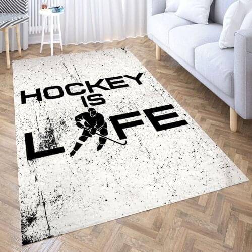 HOCKEY IS LIFE Carpet for Living Room 3D Anime Cartoon Rug Gamer Teen Room Bedside Lounge Rug Kids Children Floor Mats