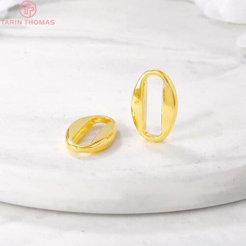 4PCS 8x13MM 24K Gold Color Brass Oval Shaped Charm Pendants for DIY Jewelry Making Findings Accessories