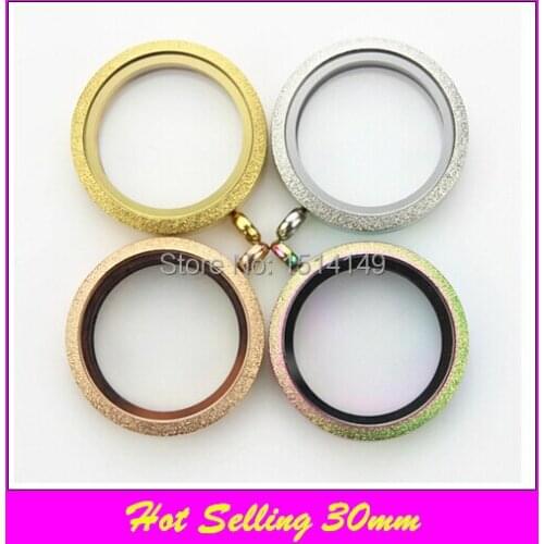 Hot selling 12pcs/lot stainless steel locket necklace 4 color mixed screw sparkles floating locket pendant (1color=3pcs)