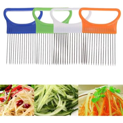 Onion Holder Slicer Stainless Steel Onion Slicing Holder Potato Slicer Vegetable Cutter Holder Cooking Tools Kitchen Gadgets