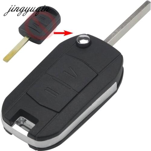 Jingyuqin Modified 2 Button Remote Key Shell for Vauxhall Opel Corsa Agila Meriva Combo Uncut Blade Car Flip Folding Key Case