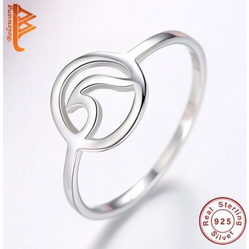 Fashion Jewelry Silver Rings Wave Finger Rings for Women Female Christmas Gift Authentic 925 Sterling Silver Jewelry