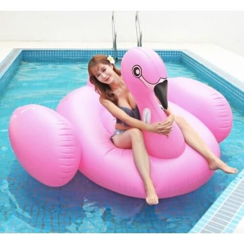 Inflatable flamingo mount pvc net red pink large water floating row floating bed