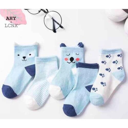 5 Pairs/lot Spring Autumn Baby Socks Cute Bear And Cat Kids Socks Boys Girl Cotton Sock Wholesale Babies Accessories Newborn