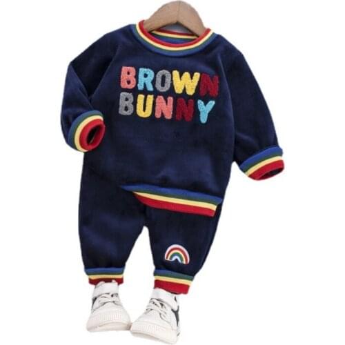 New Winter Baby Boys Girls Clothes Children Fashion Warm T-Shirt Pants 2Pcs/Set Toddler Costume Infant Clothing Kids Tracksuits