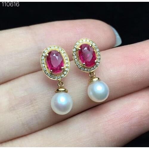 New Coming Natural and Real Ruby Earring 925 sterling silver Fine jewelry For men women Earring