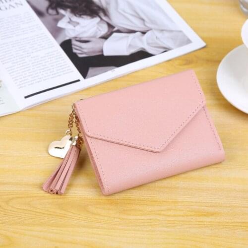 New Ladies' Purse Womens Short Style Three-fold Tassel Pendant Large-capacity Wallet Card Bag Change Purse