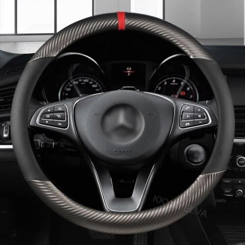 Anti Slip Car Carbon Fiber Steering Wheel Cover for Mercedes Ben AMG 38cm Models A C CLA E GLA GLC GLE S B CLS Class Accessories