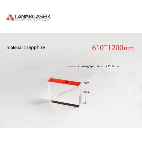 Size : 45*10*40 / spot size : 45*10mm / sapphire laser filters / wavelength : 610~1200nm / safir ipl filtresi 640~1200nm
