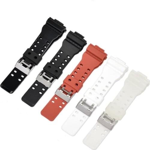 AOOW Rubber Watch Band Strap for Casio G shock GA-100/110/120 Replacement 16mm Black Red Waterproof Watchbands Accessories
