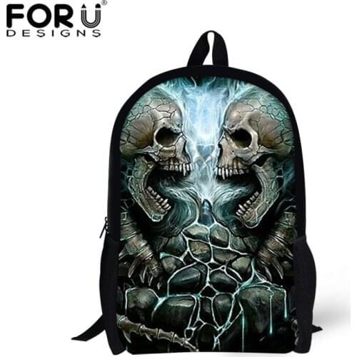 FORUDESIGNS Mens Skull Backpack Cool Travel Softback School Backpack for Teenage Boys Men Casual Bagpack Bags Kids Mochila Bags