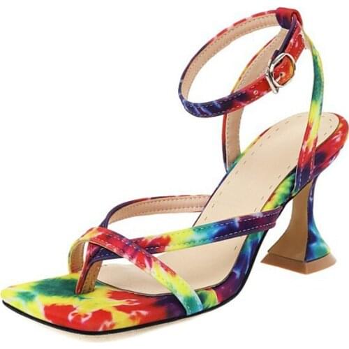 Summer New Pu Leather Gladiator Sandals For Woman Fashion Buckle Strap Wine Glass Stiletto Heel Ladies Sandals Large Size 34-48