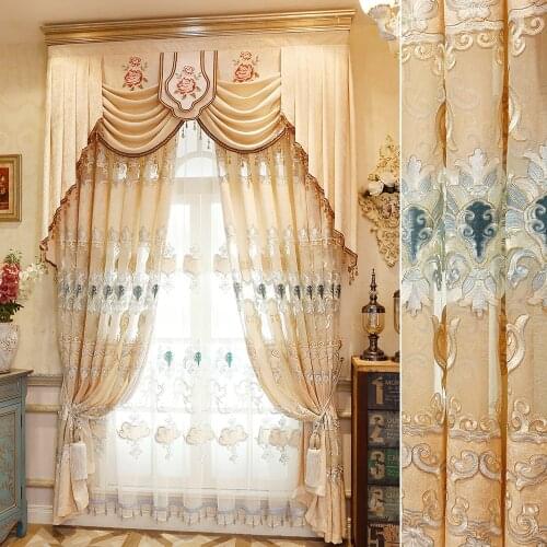 European Style Modern Atmosphere Luxury Embroidered Curtains for Living Room Bedroom Study Blackout Curtain Customization