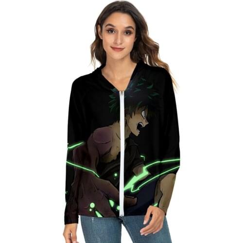 Deku Rush Guard Sweatshirt My Hero Academia Anime Cosplay Long Sleeve Zip-up Women Men Sports Jacket Thin Loose 4XL Summer Coat