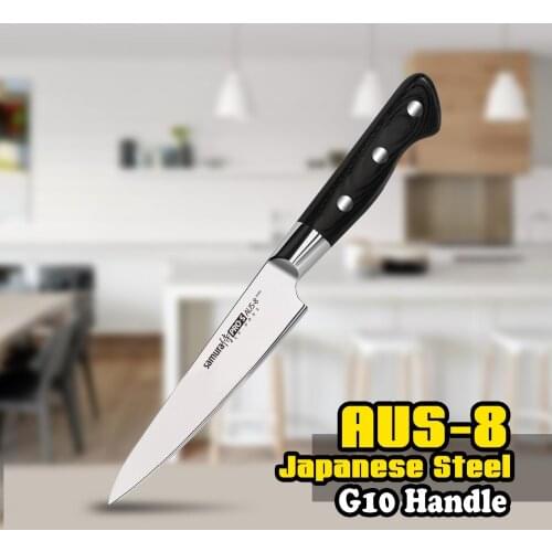 TUO CUTLERY Utility Knife - AUS-8 Japanese High Carbon Kitchen Knife - Ergonomic Black G10 Handle - 5 Inch(127mm)