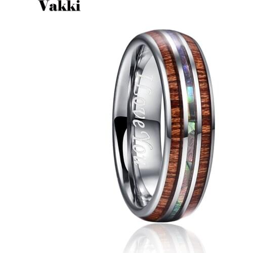 VAKKI 6mm Wood Grain Polishing Men Rings Tungsten Carbide Wedding Bands Anillos Para Hombres Pierscienie