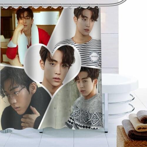 Nice Joo Hyuk KPOP Shower Curtain 12 Hook Polyester Fabric 3D Printing Bathroom Curtain Waterproof Bath Curtain Decor