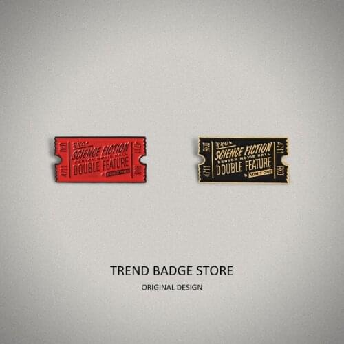 Double Feature Movie Tickets And Fashion Brooches Pins Metal For Backpack Brooches For Womens Clothing Bag Badge