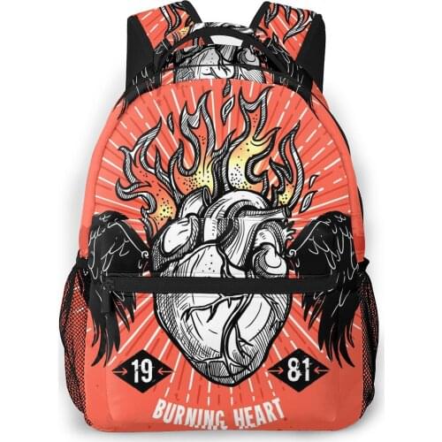2021 Travel Backpacks Burning Heart Tattoo Girl Backpack For Women Large Capacity School Bag For Teenage